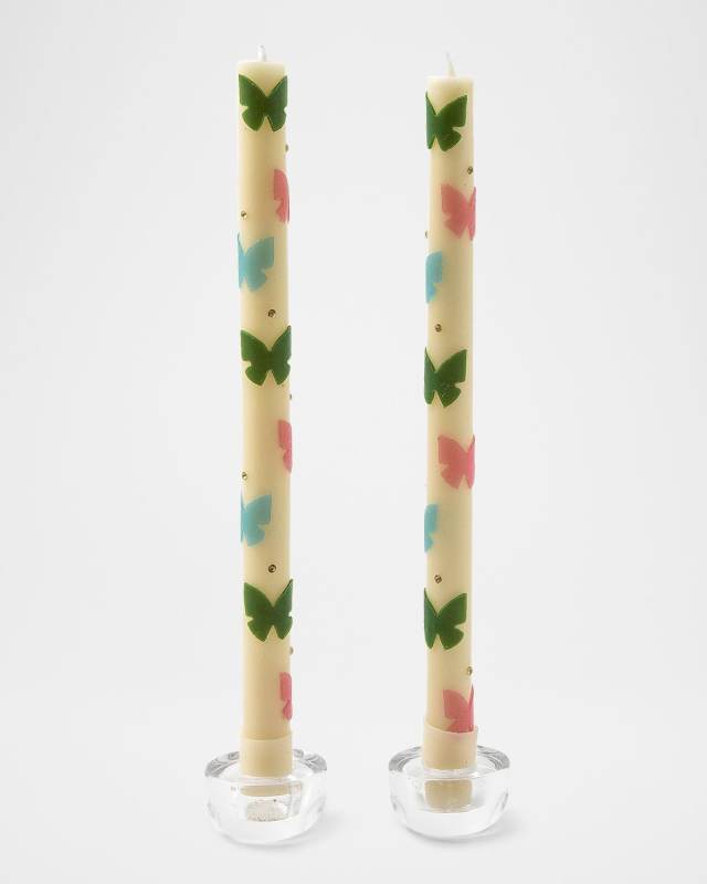 Butterfly Pastel Dinner Candles, Set of 2